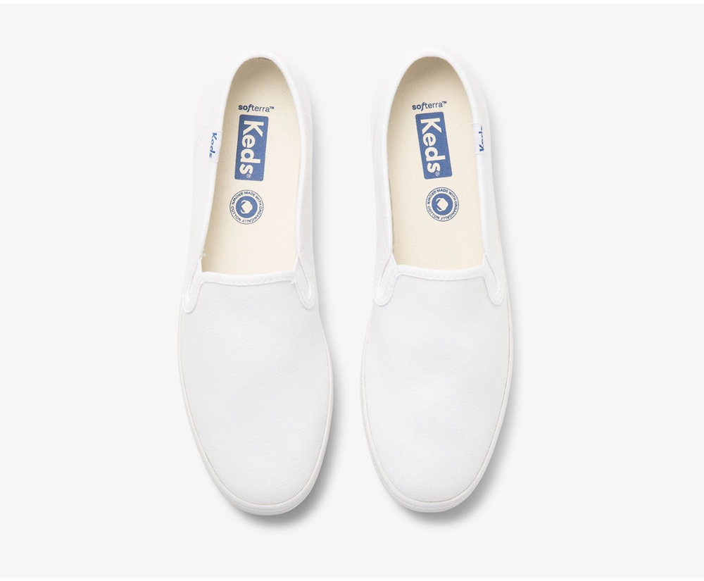 Keds Womens Slip Ons White - Champion Slip On Organic Cotton Canvas - 365IRGVBP